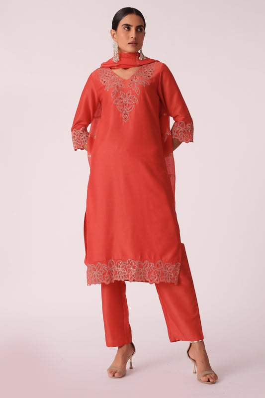 ETHNIC REGULAR FIT EMBROIDERY SKD - Orange