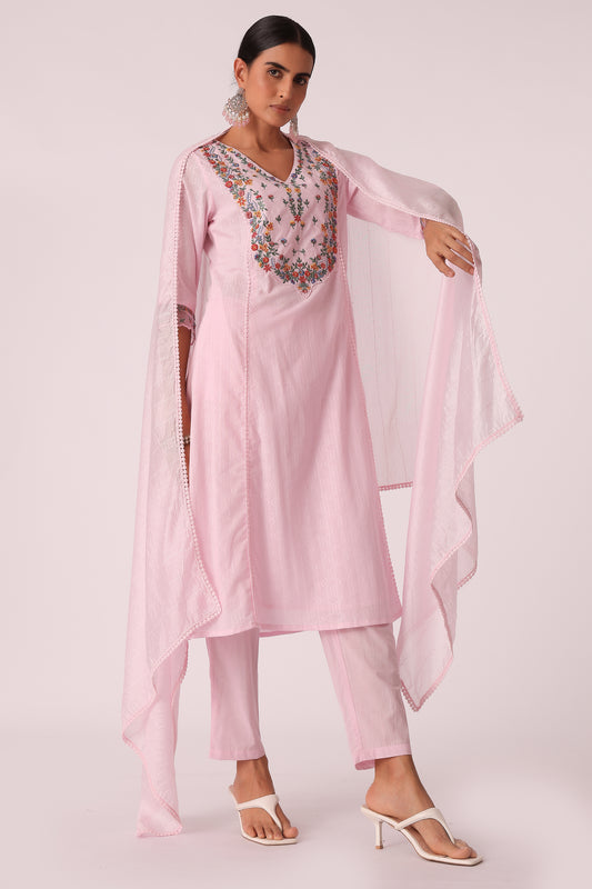 ETHNIC REGULAR FIT EMBROIDERY SKD - Baby Pink