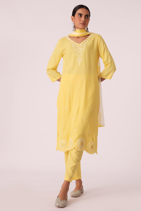 ETHNIC REGULAR FIT EMBROIDERY SKD - Yellow