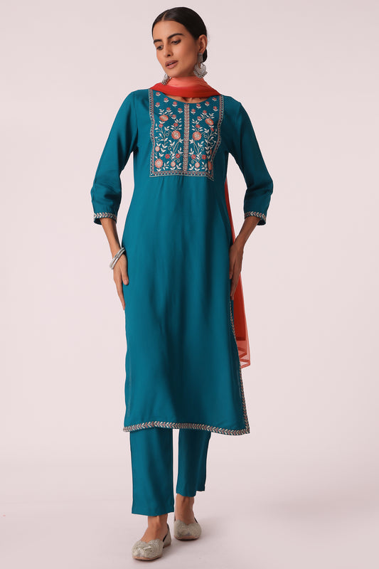 ETHNIC REGULAR FIT EMBROIDERY SKD - Turquoise