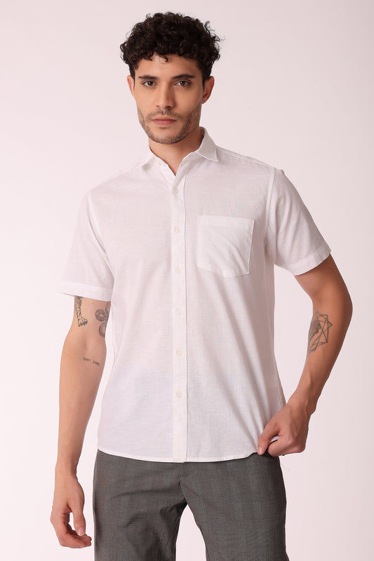 Men's Cotton Slub shirt Half sleeve - White