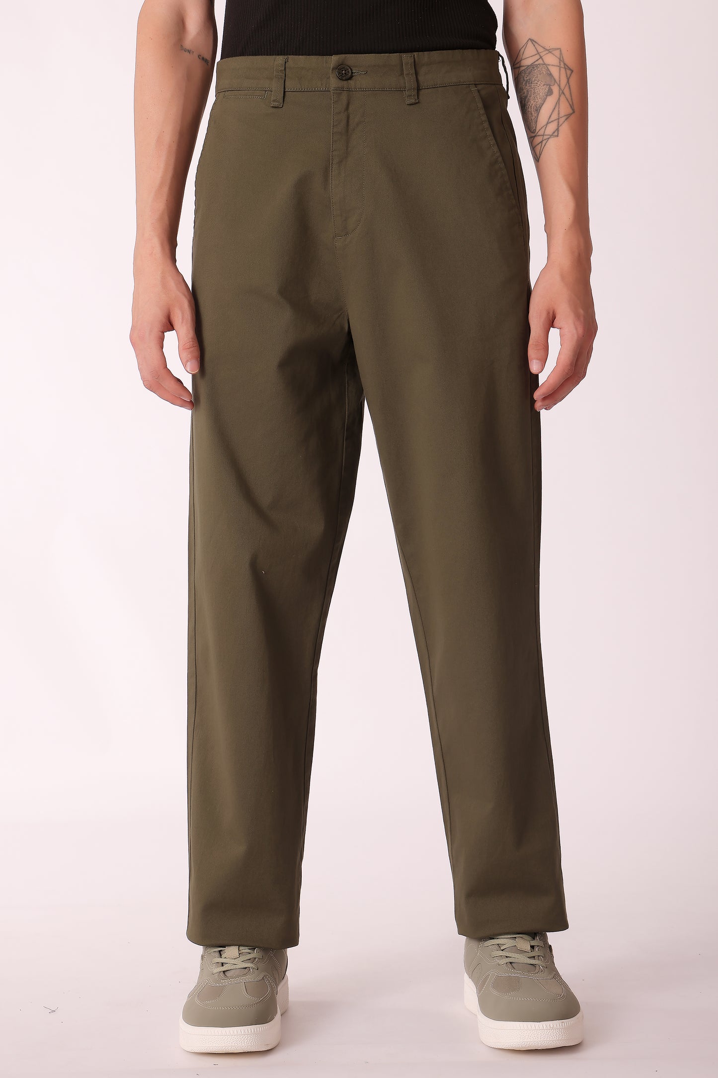 Men's Cotton stretch Straight Fit Chinos - Olive
