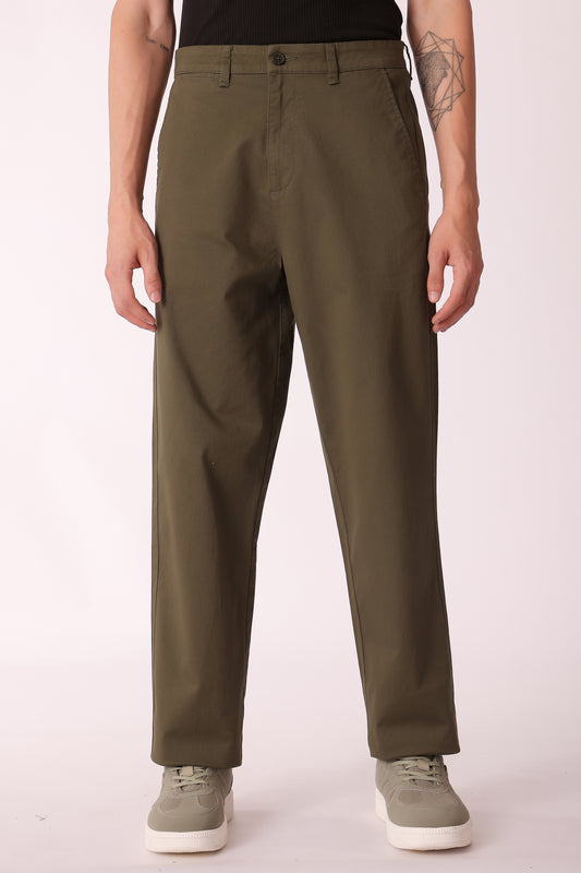 Men's Cotton stretch Straight Fit Chinos - Olive