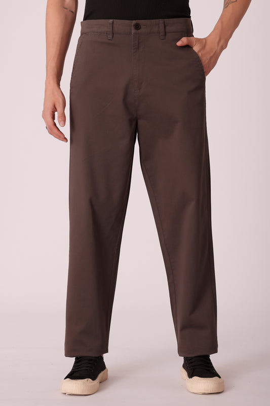Men's Cotton stretch Straight Fit Chinos - Dark Grey