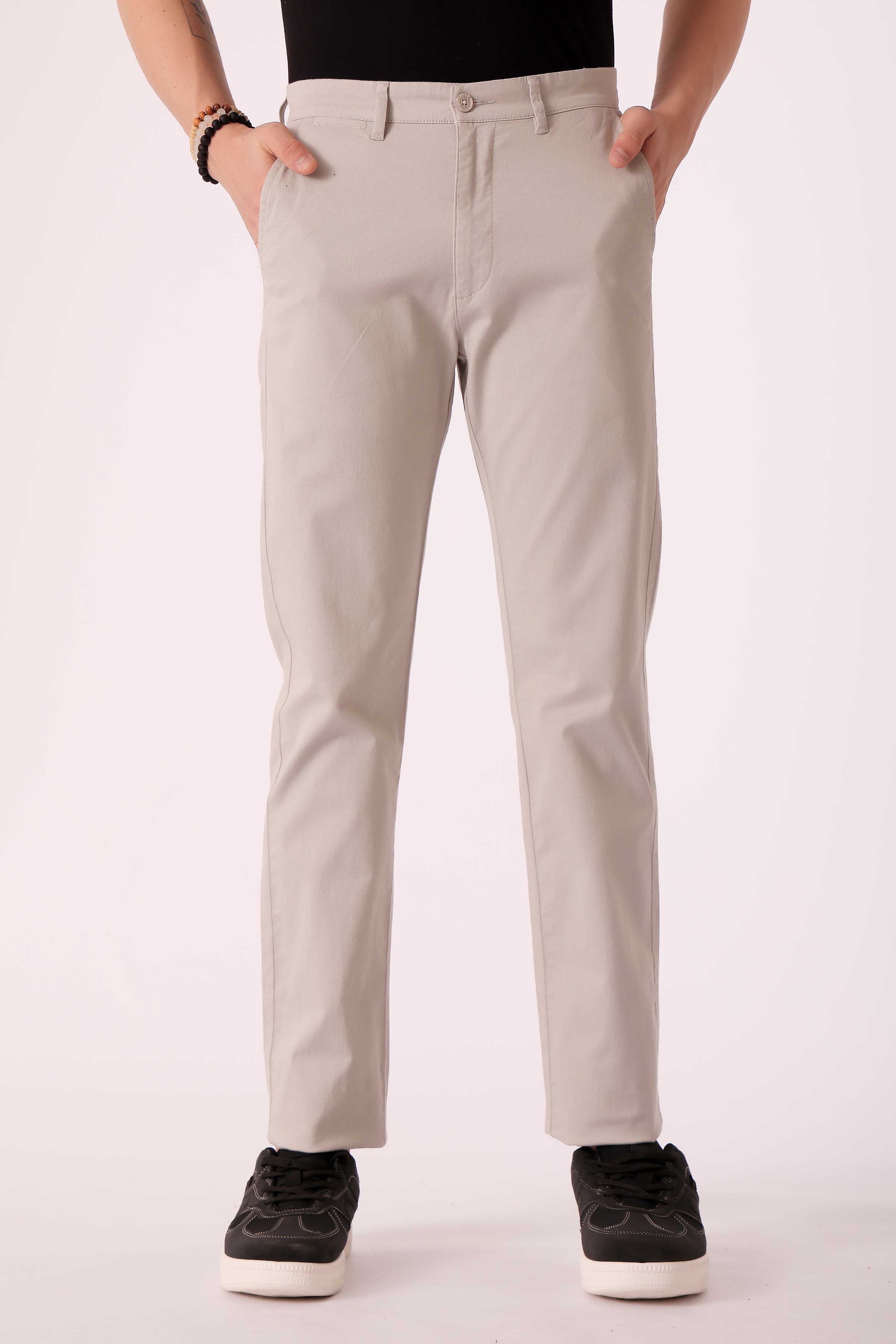 Men's Cotton stretch Slim Fit Chinos - Lt. Grey