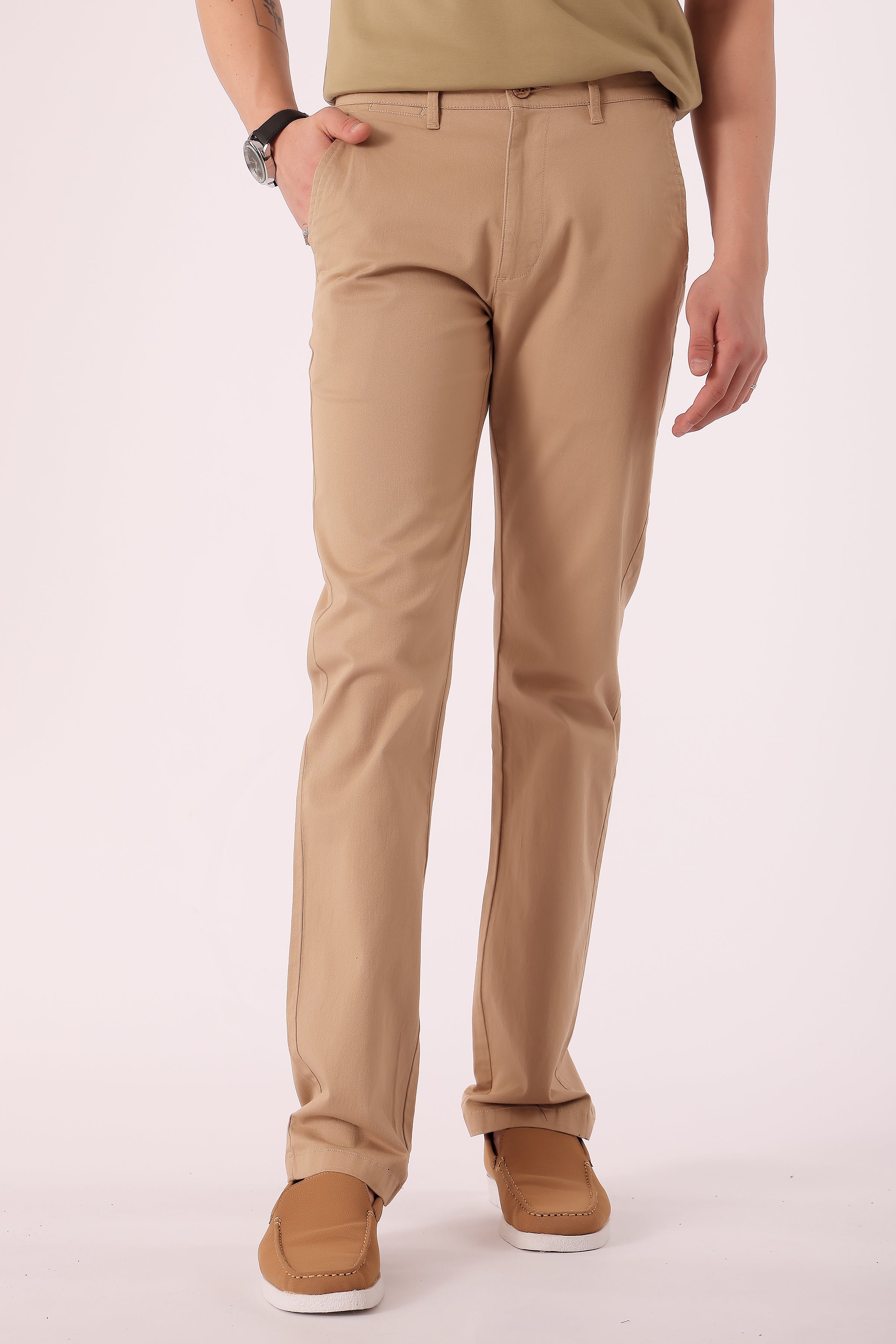Men's Cotton stretch Slim Fit Chinos - Stone