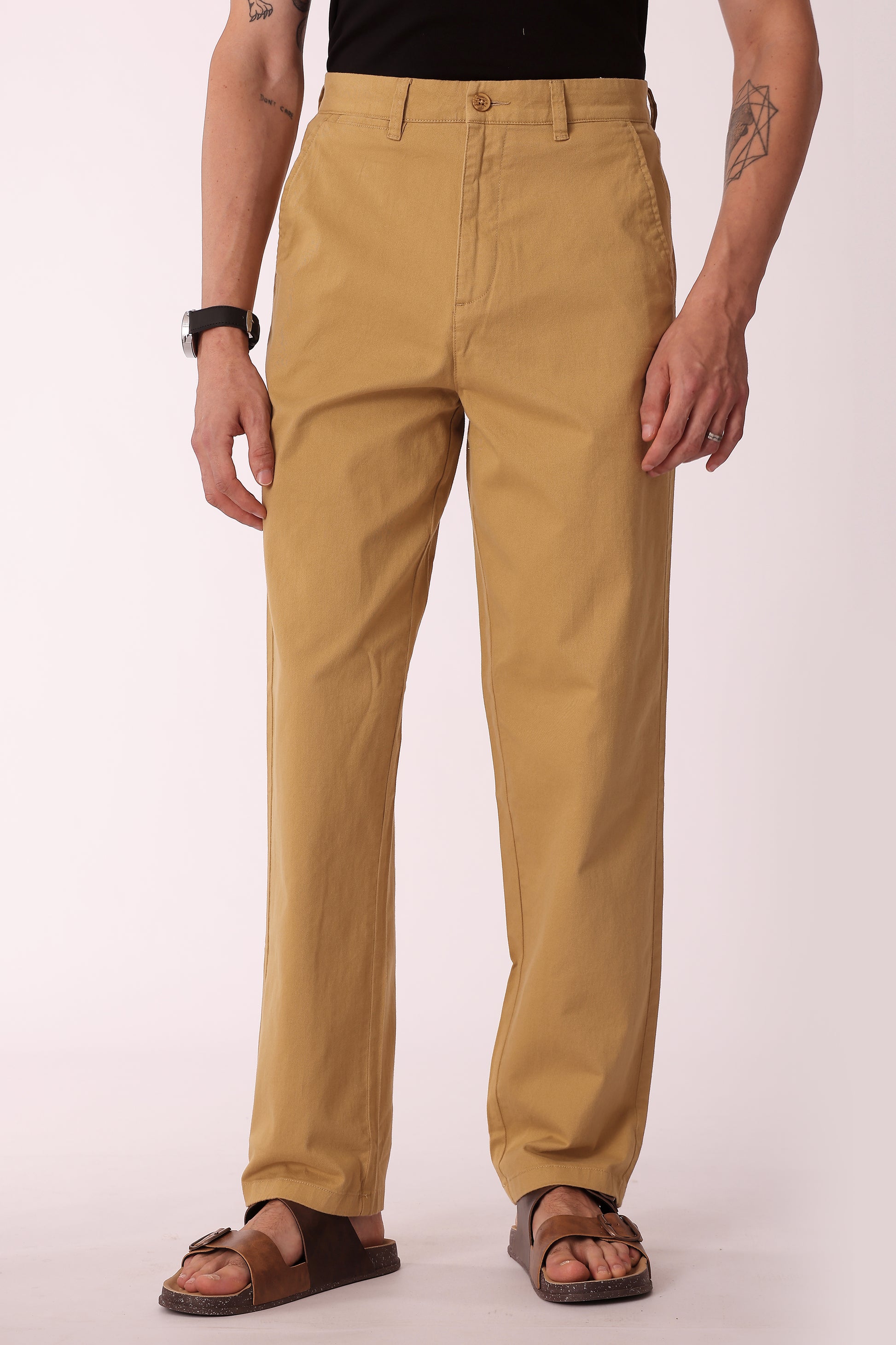 Men's Cotton stretch Straight Fit Chinos - Tan