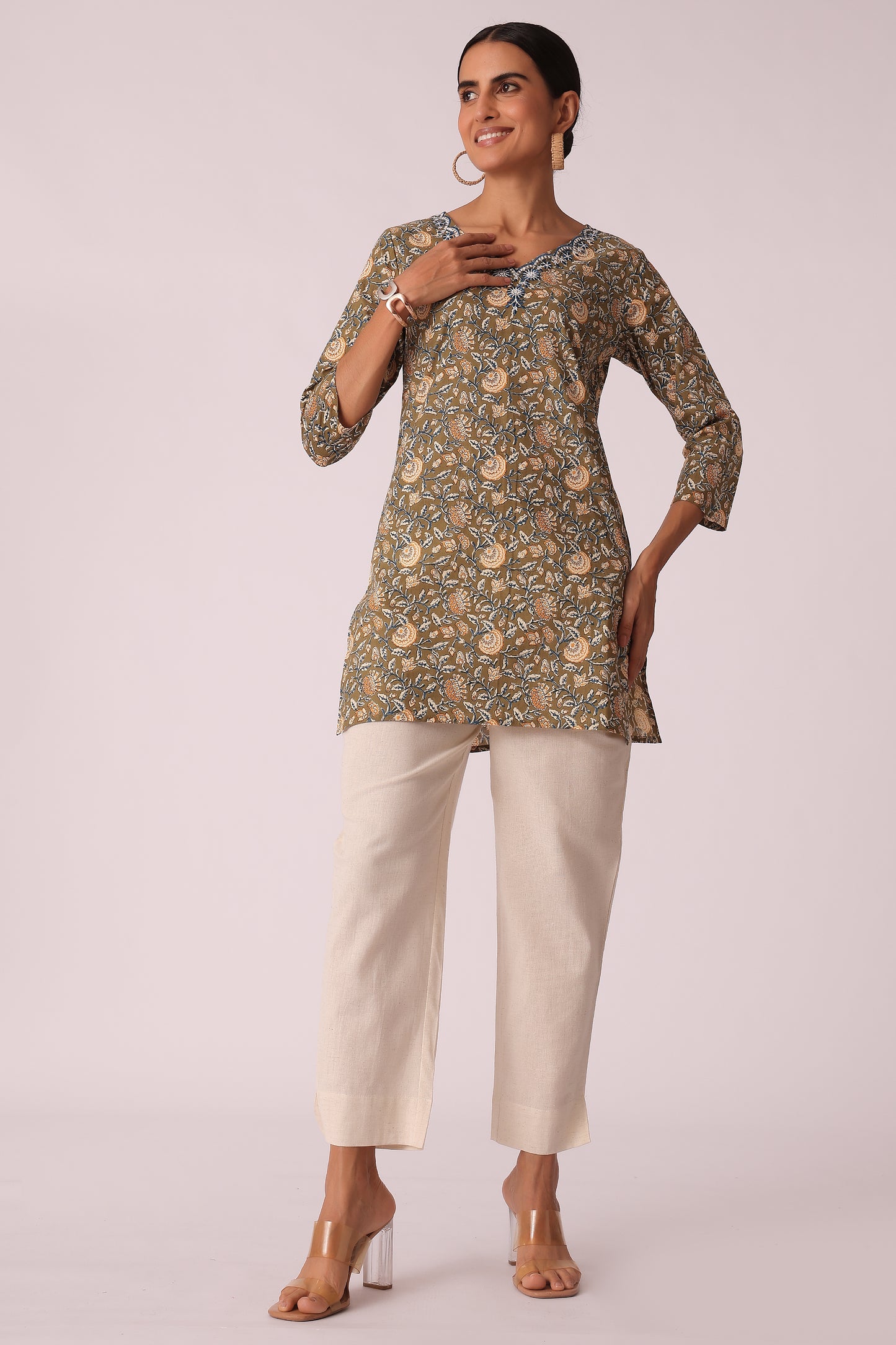 ETHNIC REGULAR FIT SOLID PANTS - extra image 3
