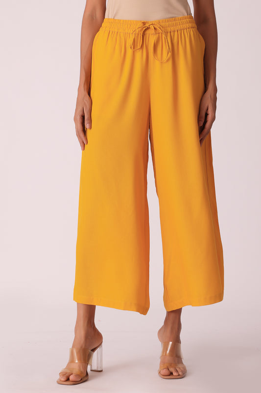 ETHNIC REGULAR FIT SOLID PLAZZO - Yellow