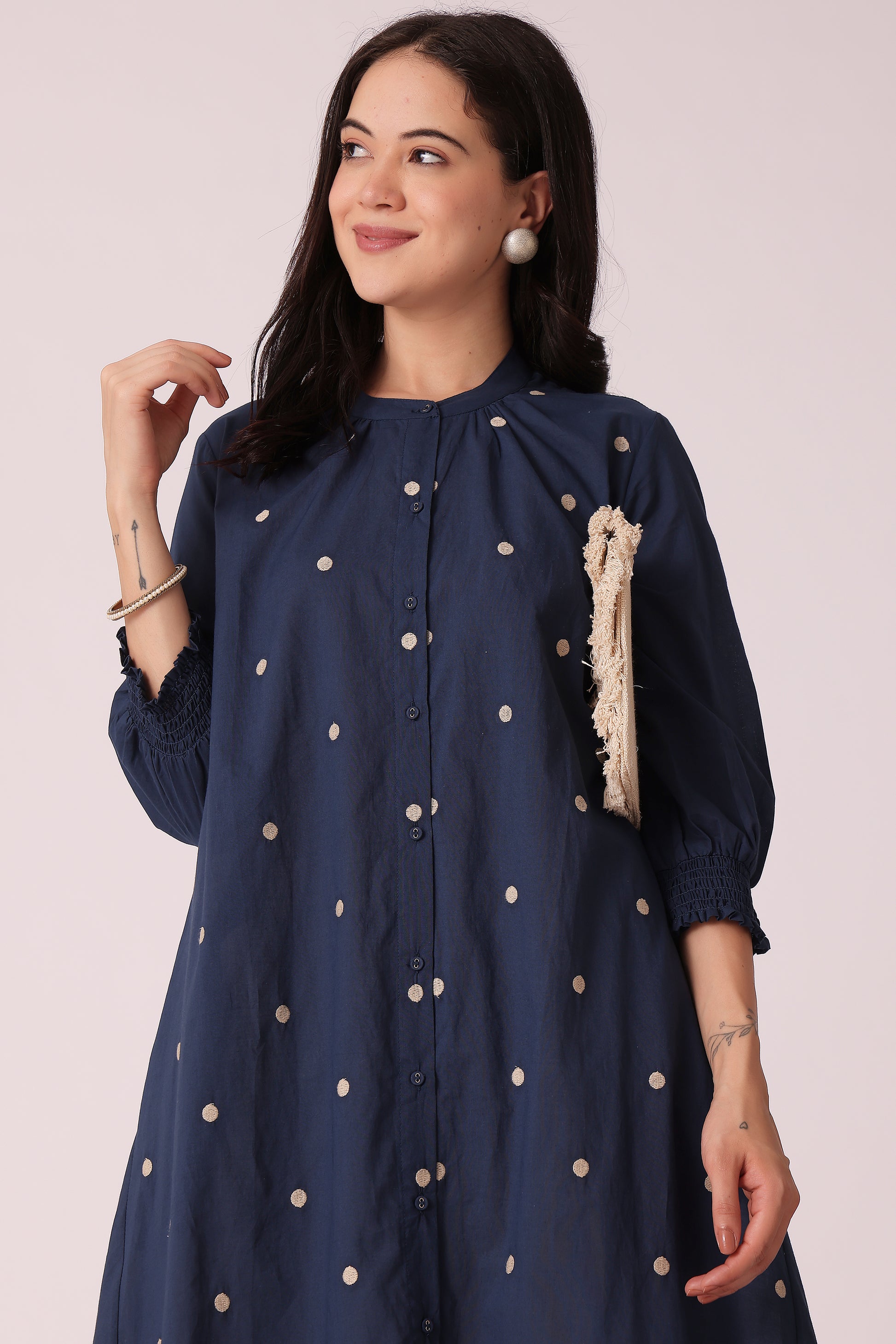 ETHNIC LOOSE FIT ALL OVER EMB KURTA - Blue
