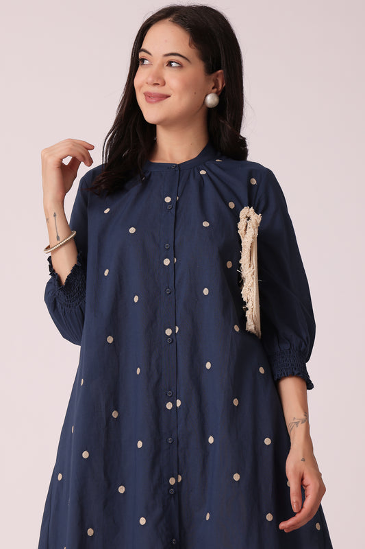 ETHNIC LOOSE FIT ALL OVER EMB KURTA - Blue