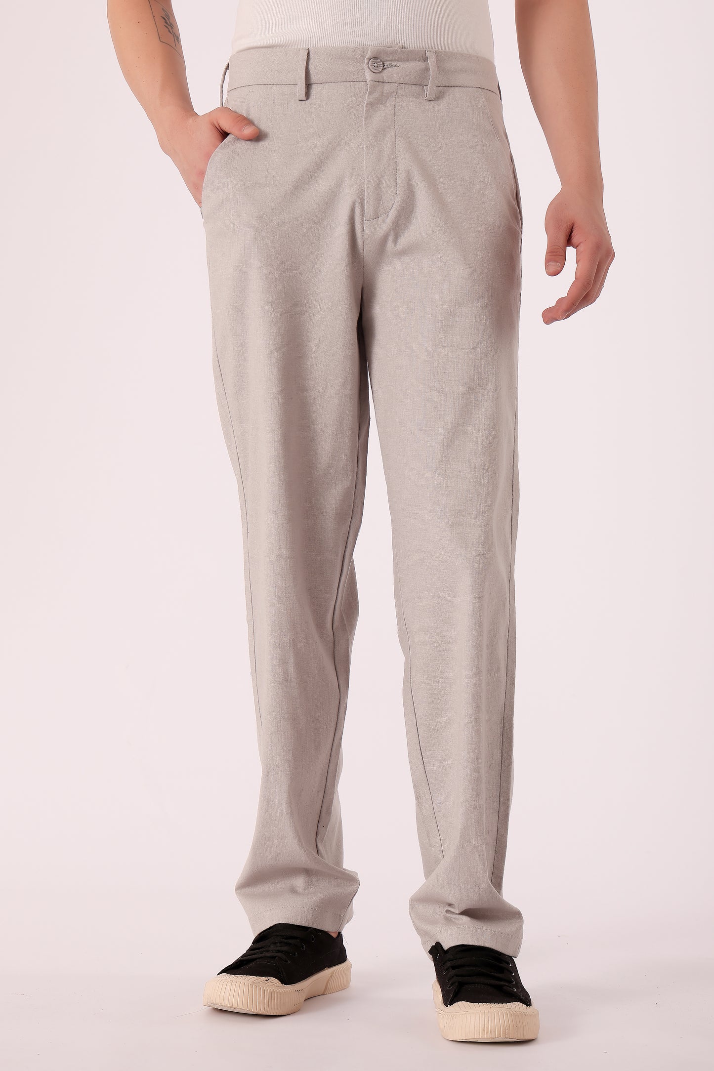 Men's Cotton stretch Straight Fit Chinos - L Grey