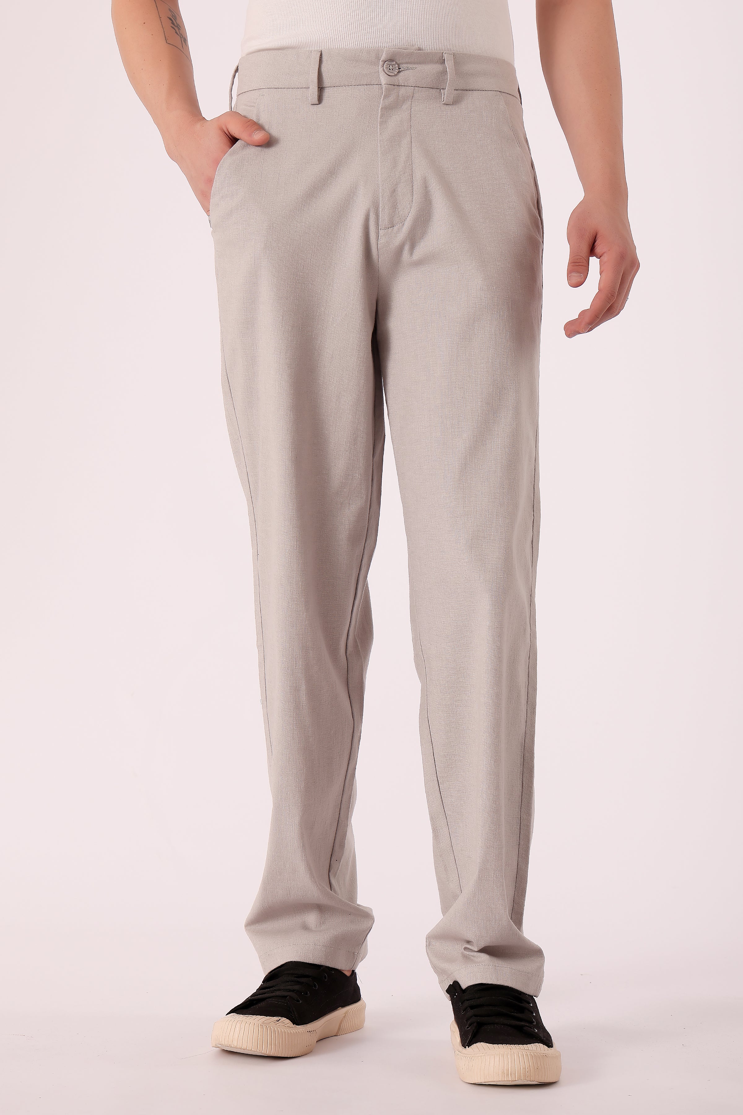 Men's Cotton stretch Straight Fit Chinos - L Grey