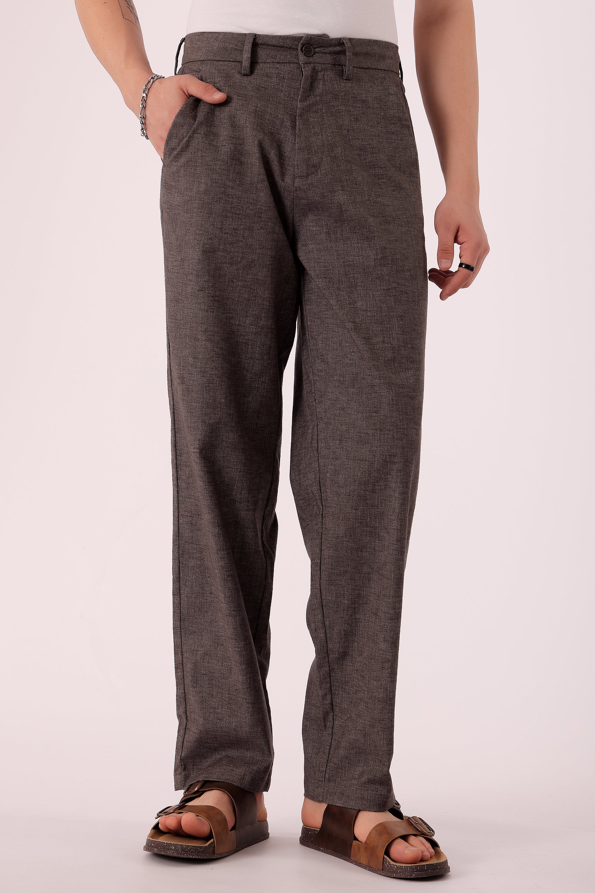 Men's Cotton stretch Straight Fit Chinos - Dk Grey