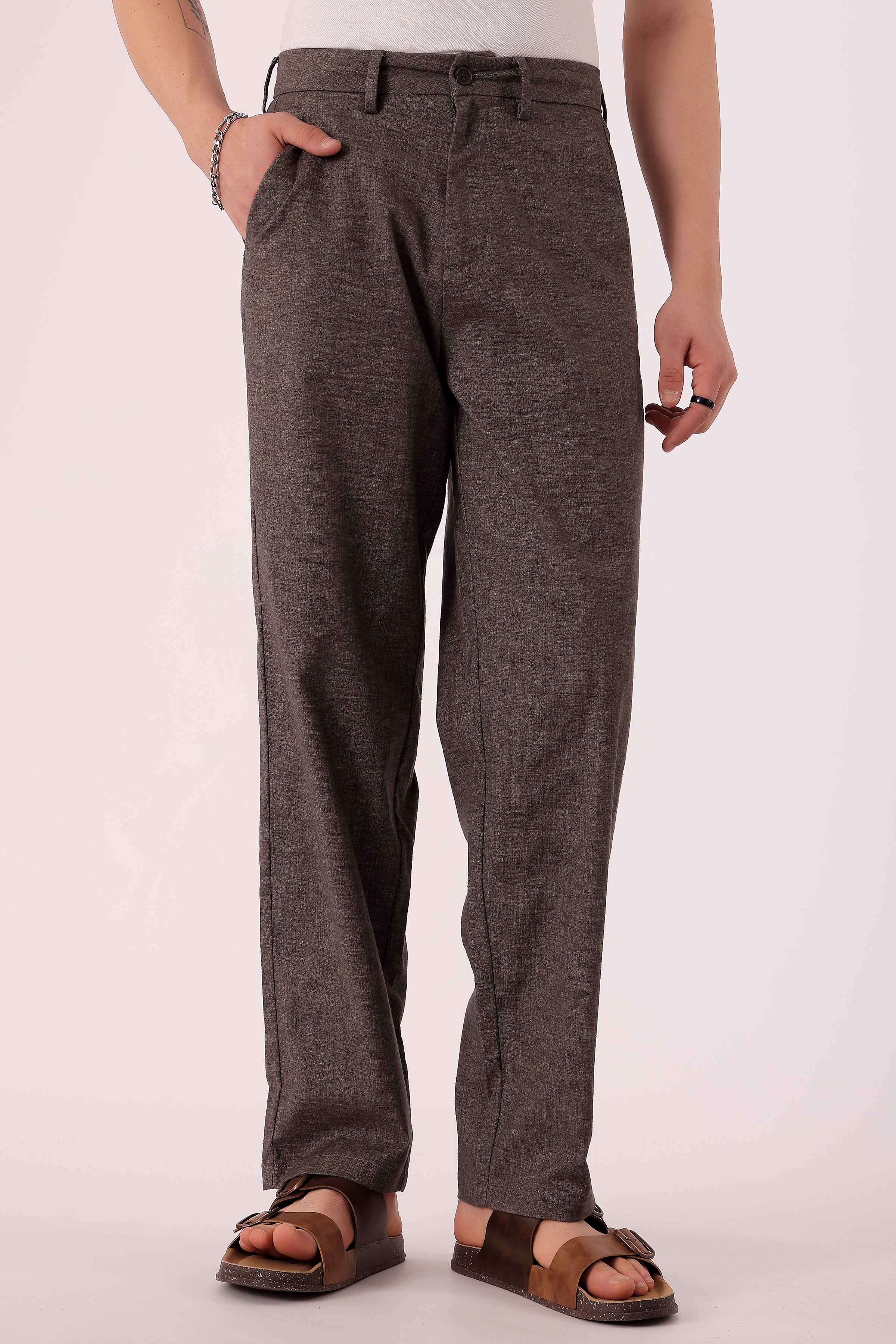 Men's Cotton stretch Straight Fit Chinos - Dk Grey