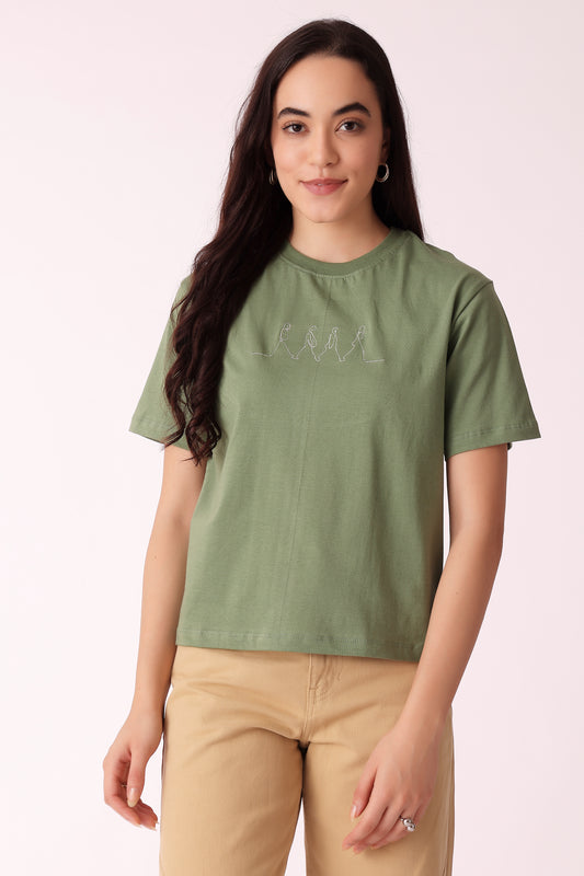 western regular fit casual printed t-shirts - Sage Green
