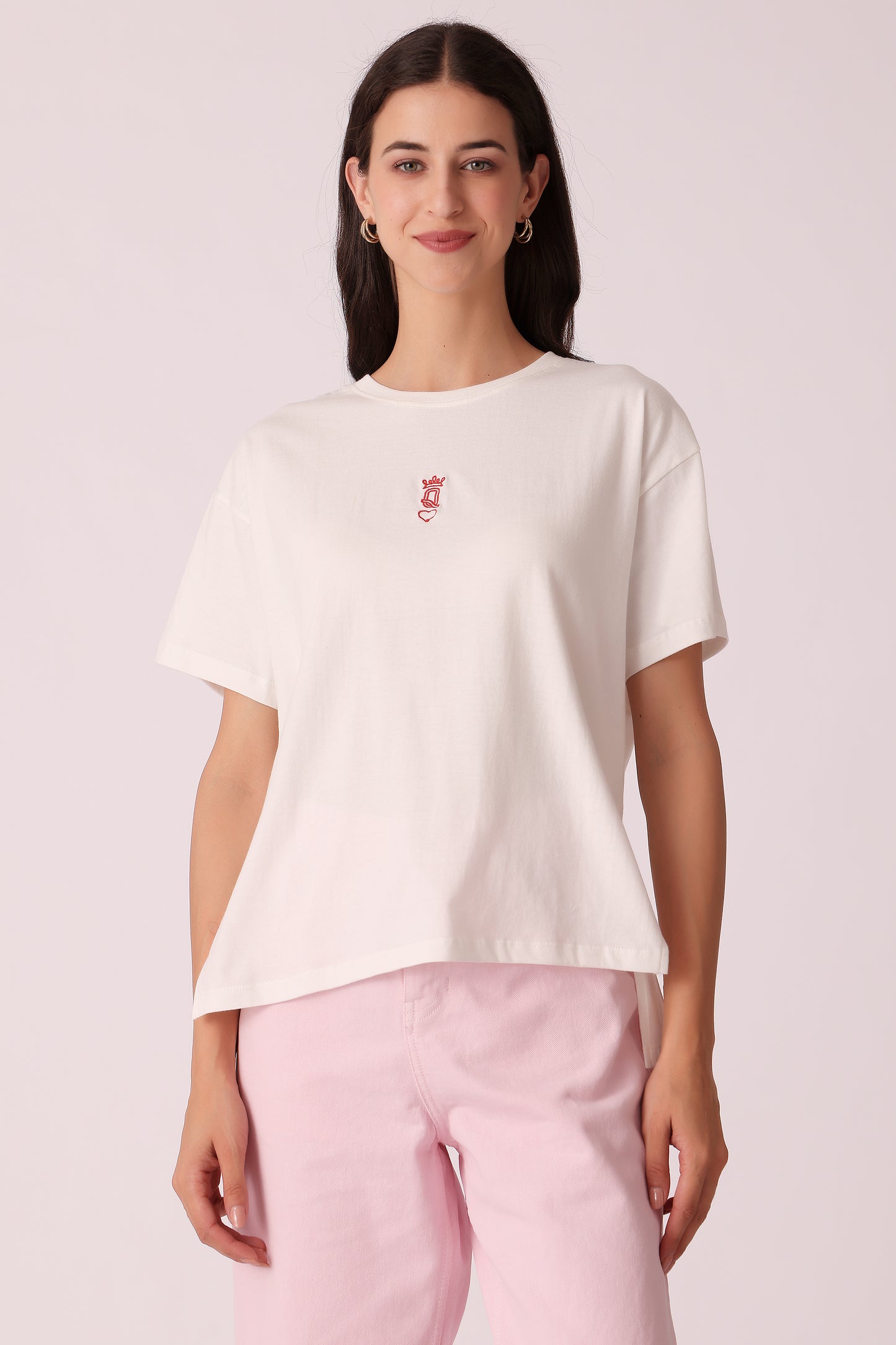 western boxy fit casual printed t-shirts - White