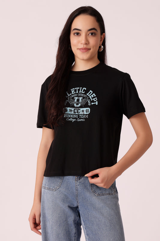 western regular fit casual printed t-shirts - Black