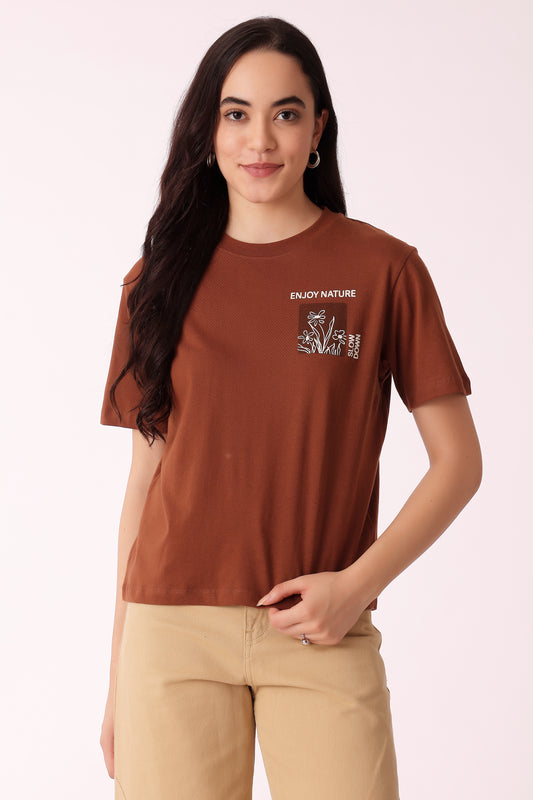 western regular fit casual printed t-shirts - Brown