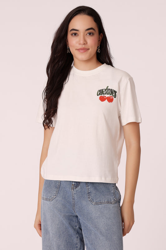 western regular fit casual printed t-shirts - White