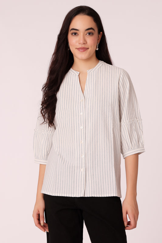 western regular fit casual stripes shirts - Blue