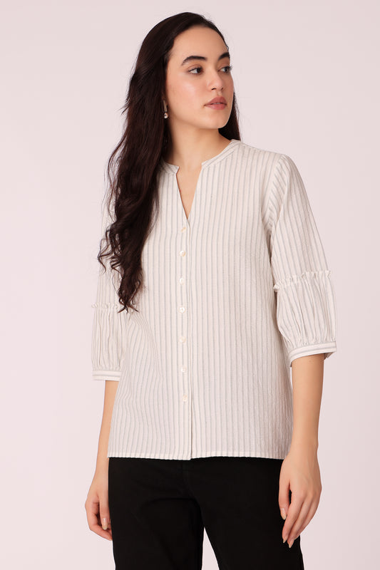 western regular fit casual stripes shirts - Black