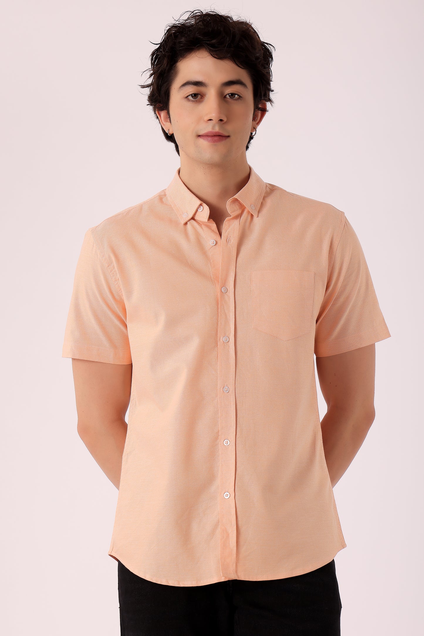 Men's Solid Oxford Shirt Half Sleeve - Orange