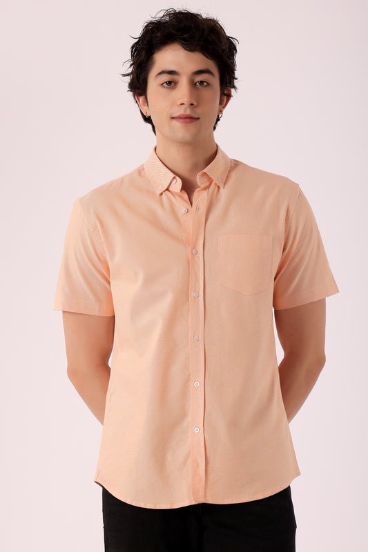 Men's Solid Oxford Shirt Half Sleeve - Orange