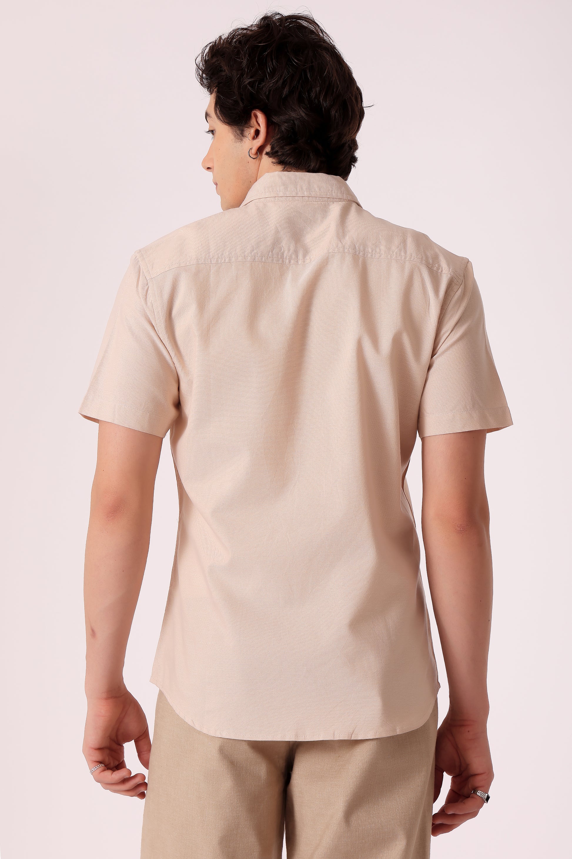 Men's Solid Oxford Shirt Half Sleeve - extra image 4