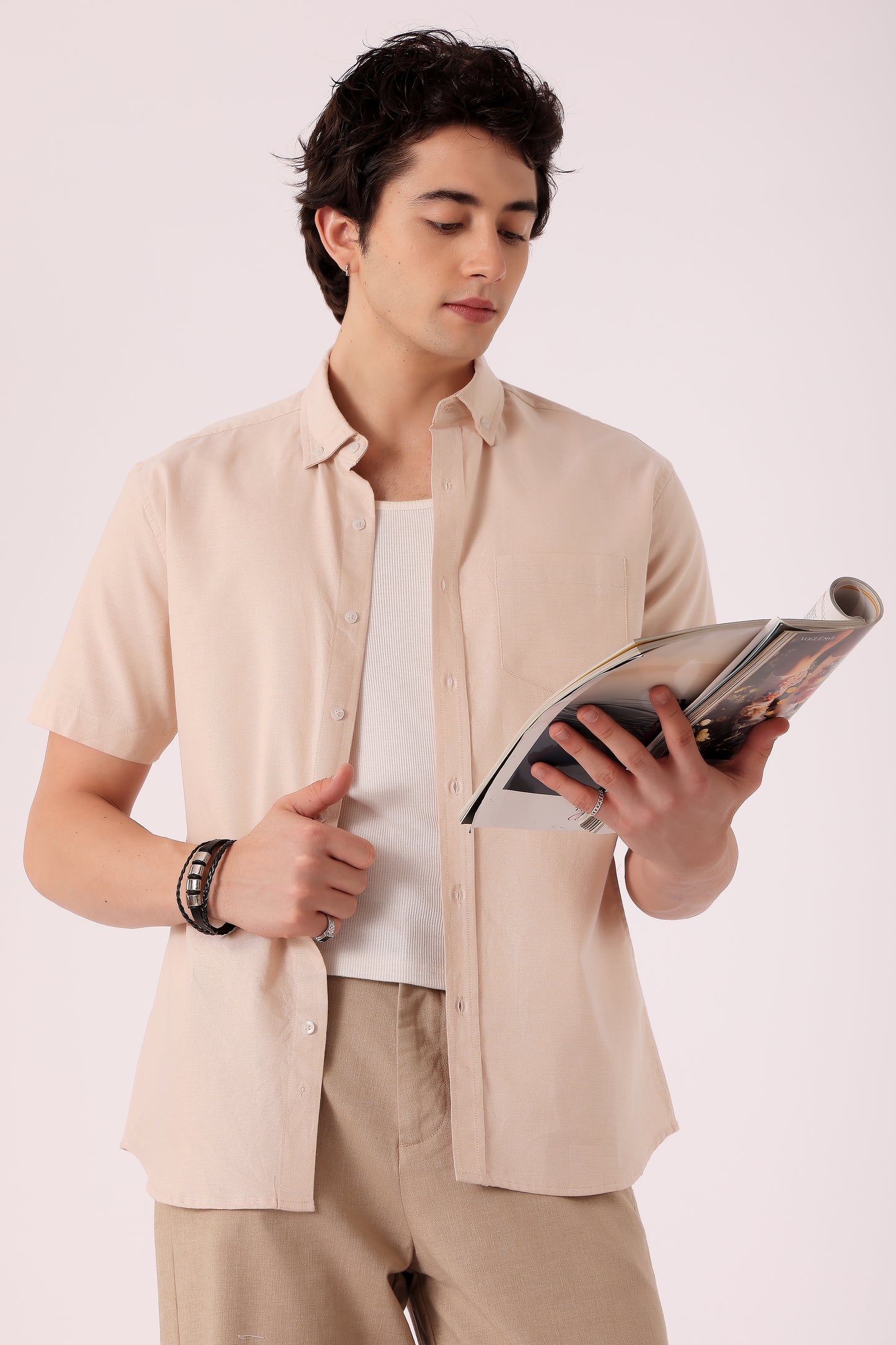 Men's Solid Oxford Shirt Half Sleeve - extra image 3