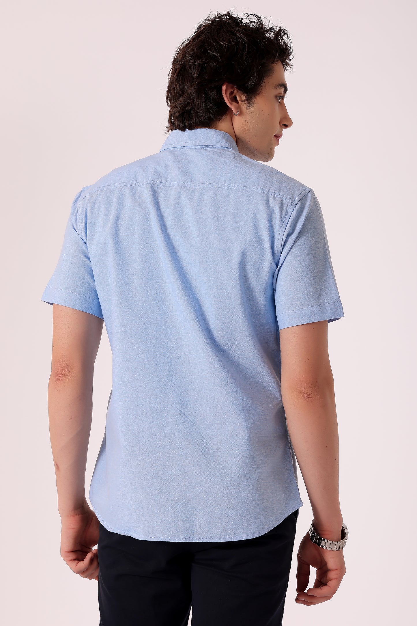 Men's Solid Oxford Shirt Half Sleeve - extra image 4