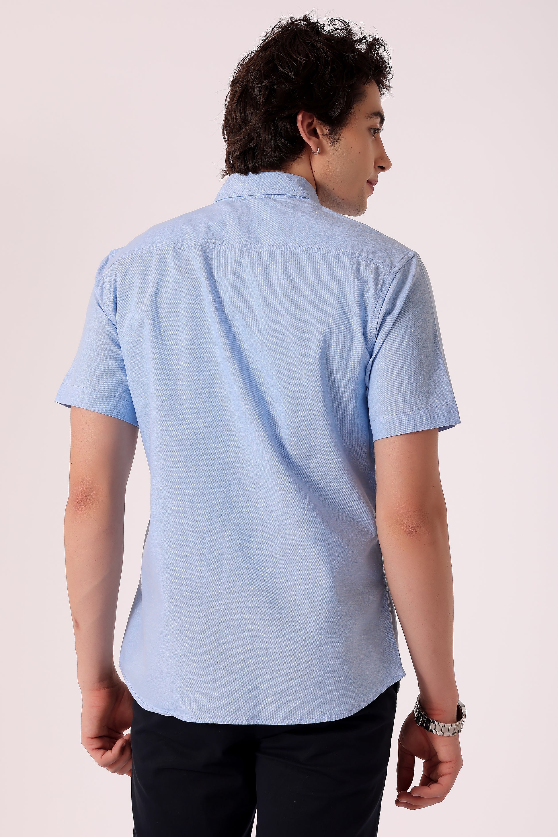 Men's Solid Oxford Shirt Half Sleeve - extra image 4