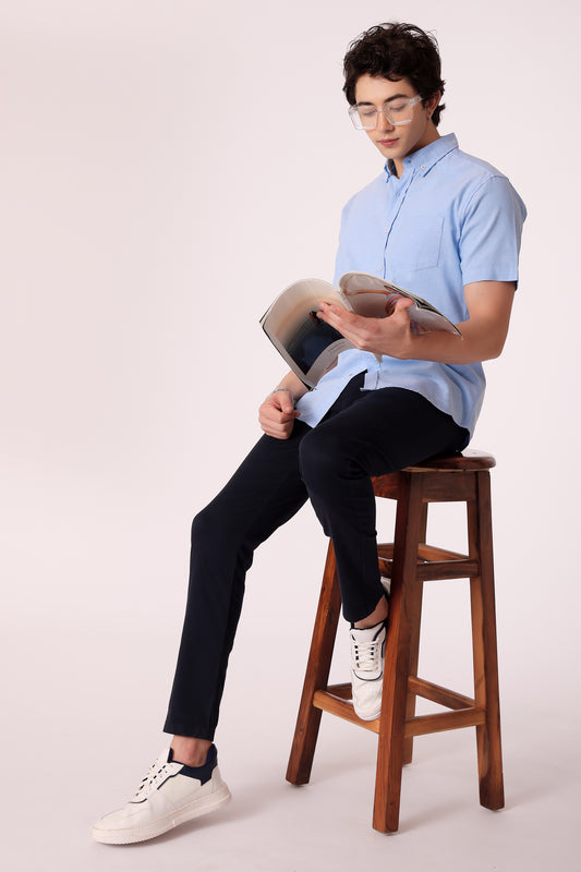 Men's Solid Oxford Shirt Half Sleeve - extra image 2