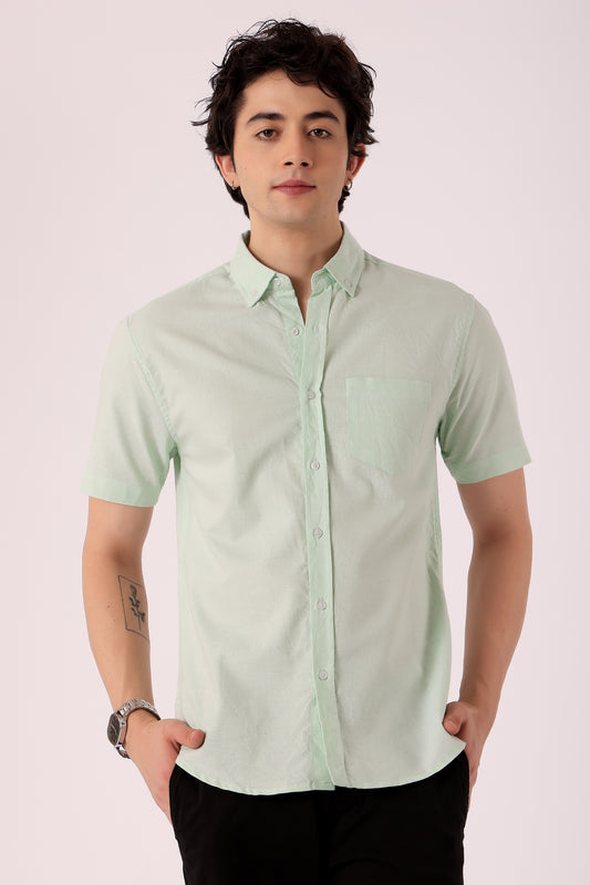 Men's Solid Oxford Shirt Half Sleeve - Sage Green