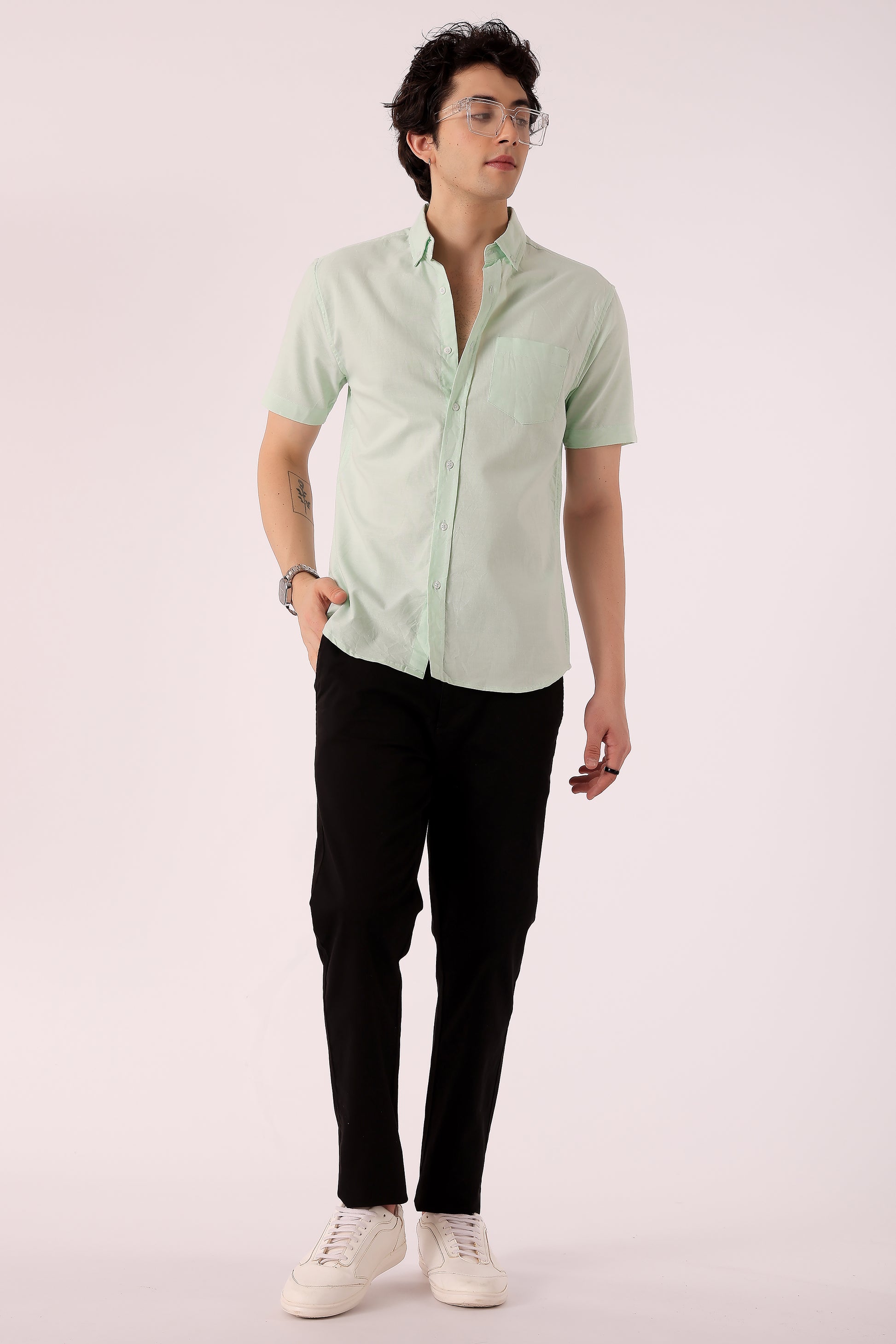 Men's Solid Oxford Shirt Half Sleeve - extra image 3