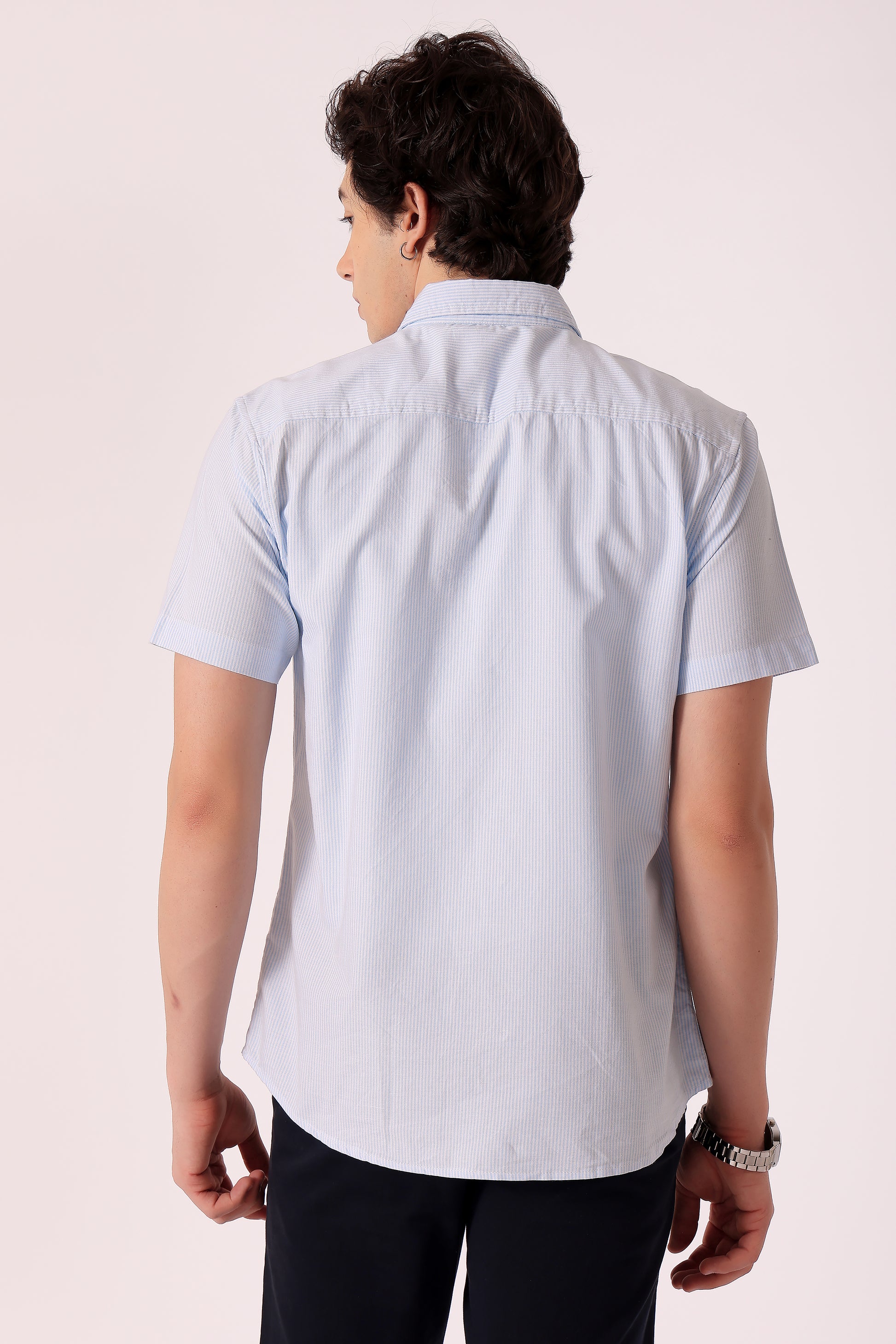 Men's Stripe Oxford Shirt Half Sleeve - extra image 5