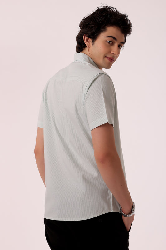 Men's Stripe Oxford Shirt Half Sleeve - extra image 2