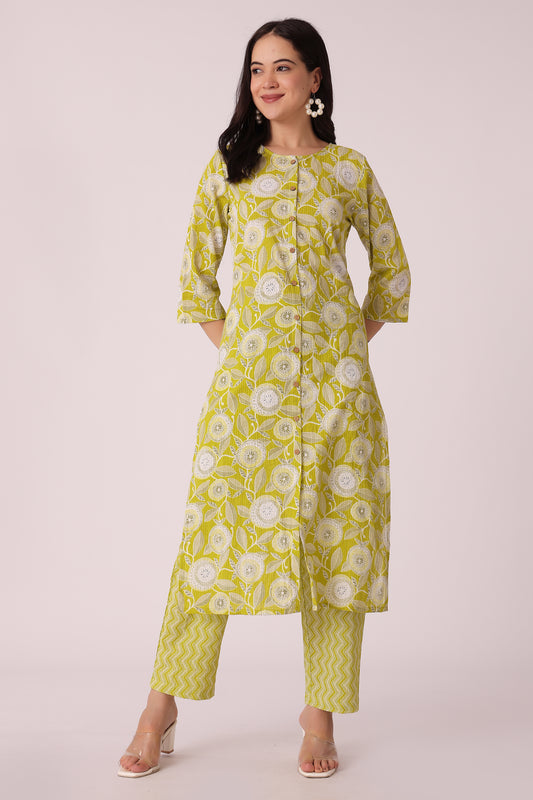 ETHNIC REGULAR FIT KANTHA 2PCS SET - Lemon