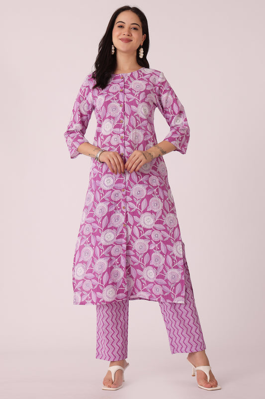 ETHNIC REGULAR FIT KANTHA 2PCS SET - Purple