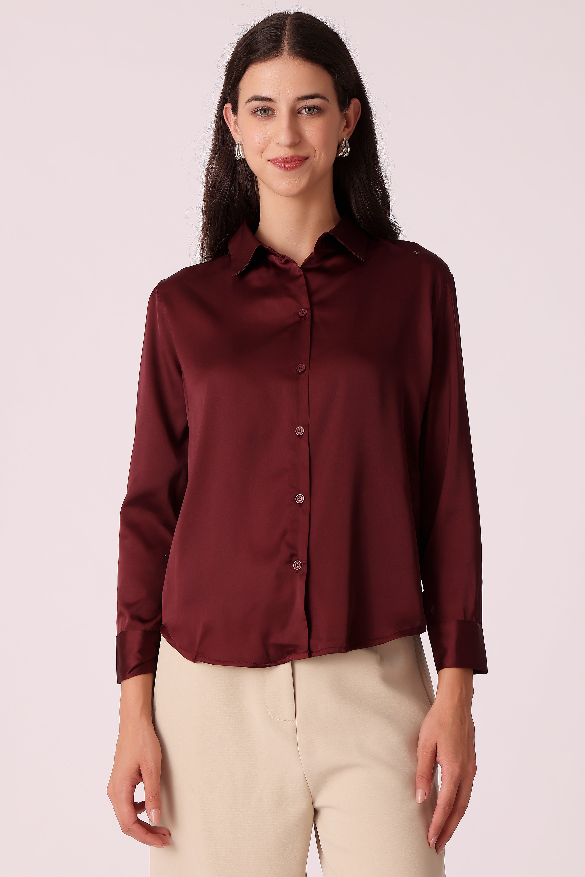 western regular casual solid shirts - Wine