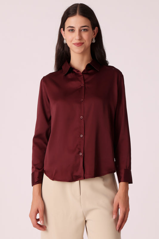 western regular casual solid shirts - Wine