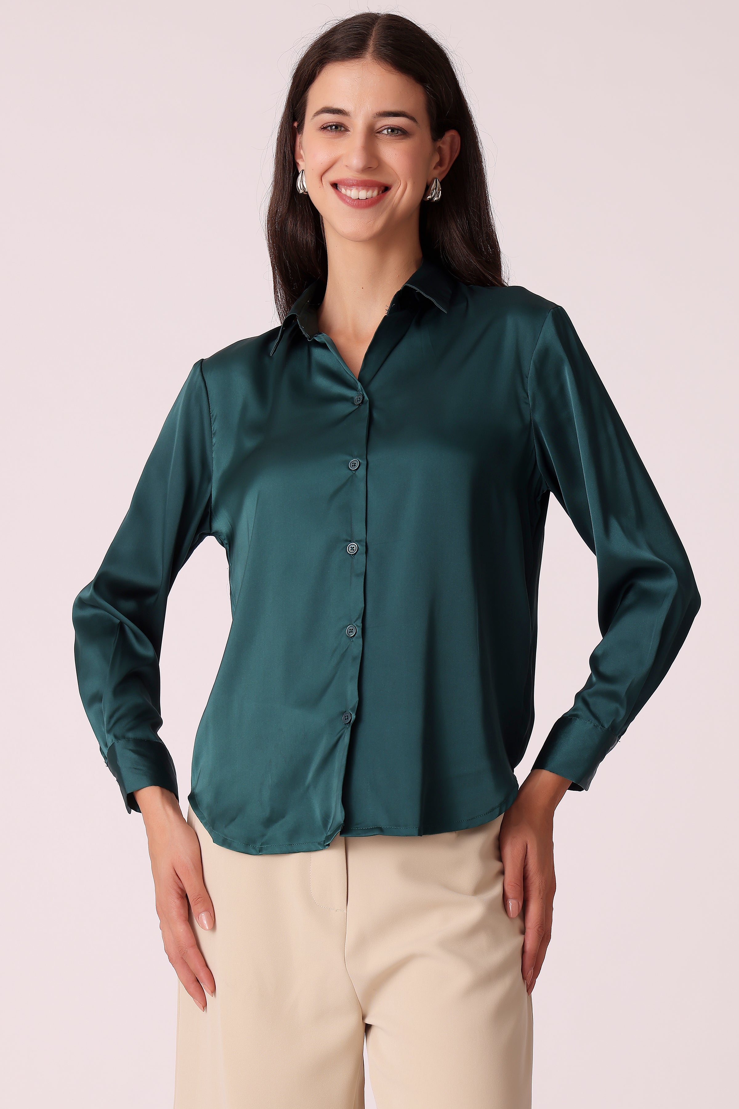 western regular casual solid shirts - Green