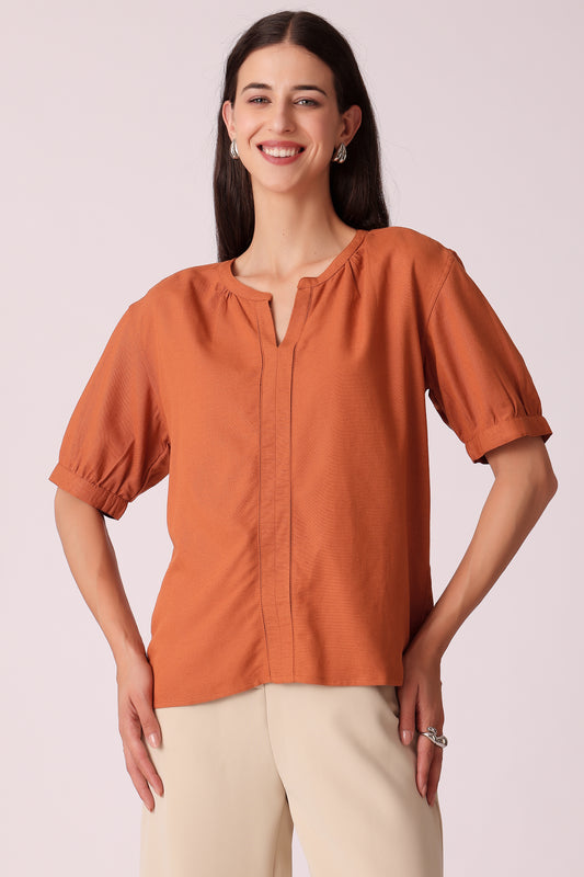 western regular casual solid tops - Brown