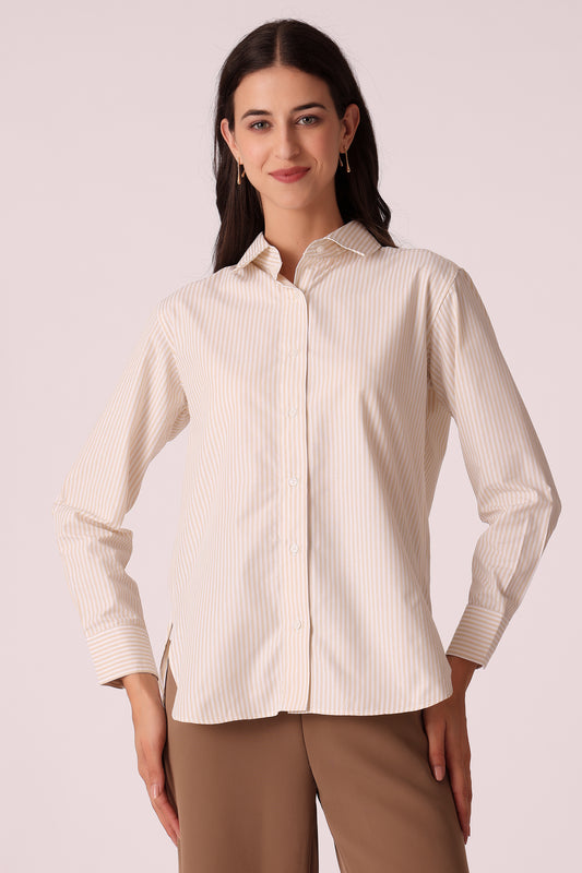 western relaxed casual stripe shirts - Beige