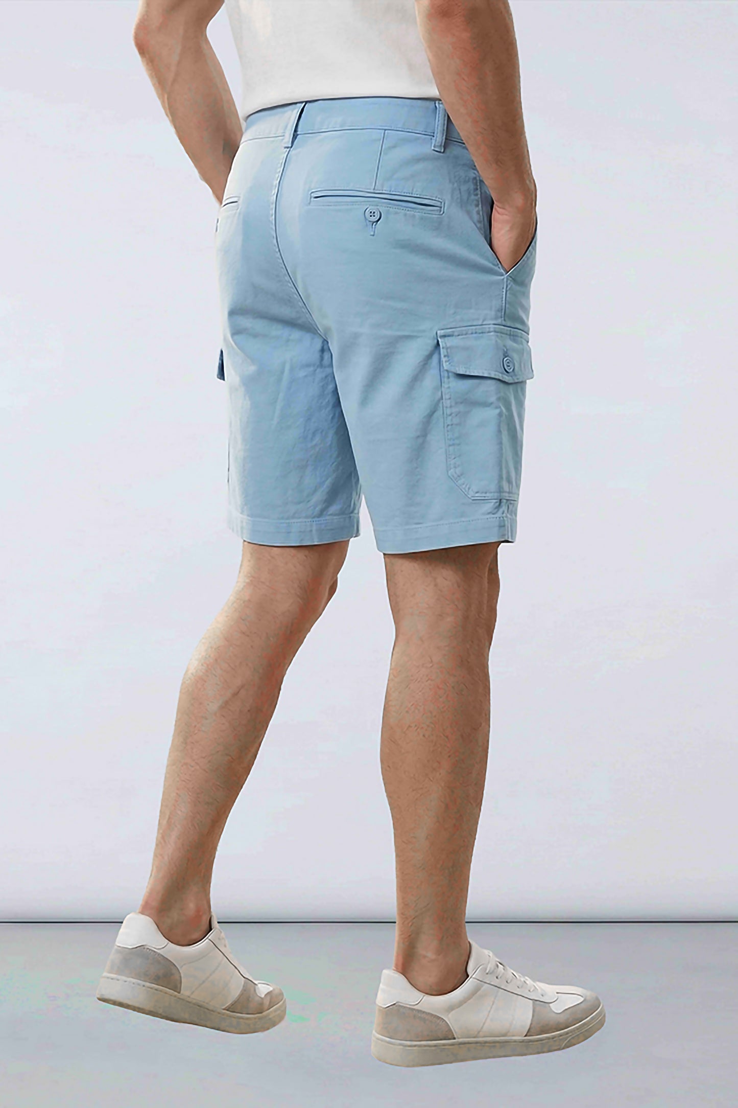 Men'S Casual Woven Cargo Shorts - MID BLUE