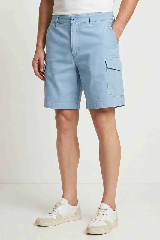 Men'S Casual Woven Cargo Shorts - MID BLUE