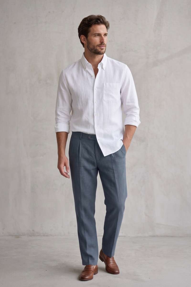 Men's Pure Linen Solid Shirt - extra image 2