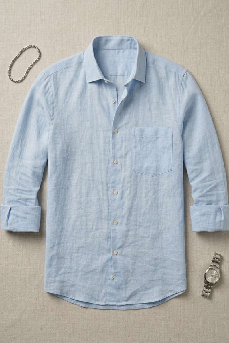 Men's Pure Linen Solid Shirt - extra image 2