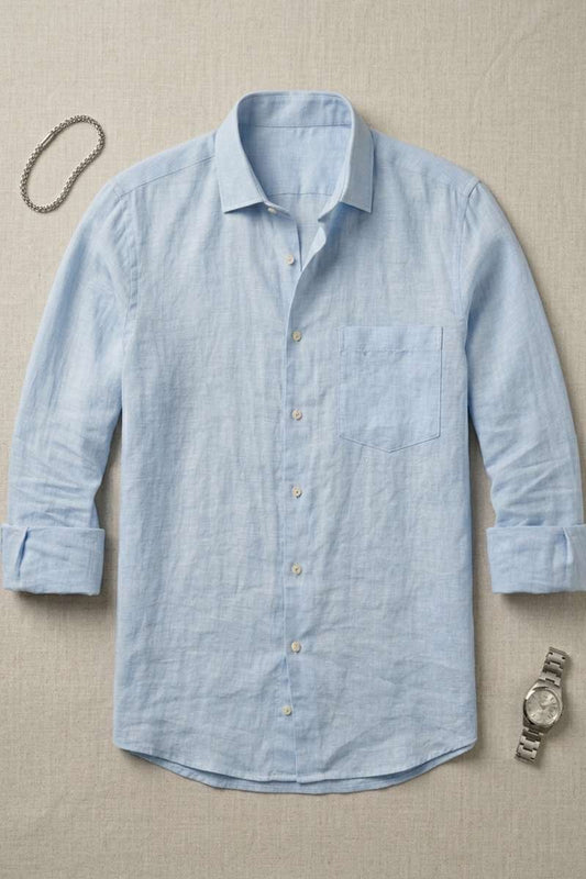 Men's Pure Linen Solid Shirt - extra image 2