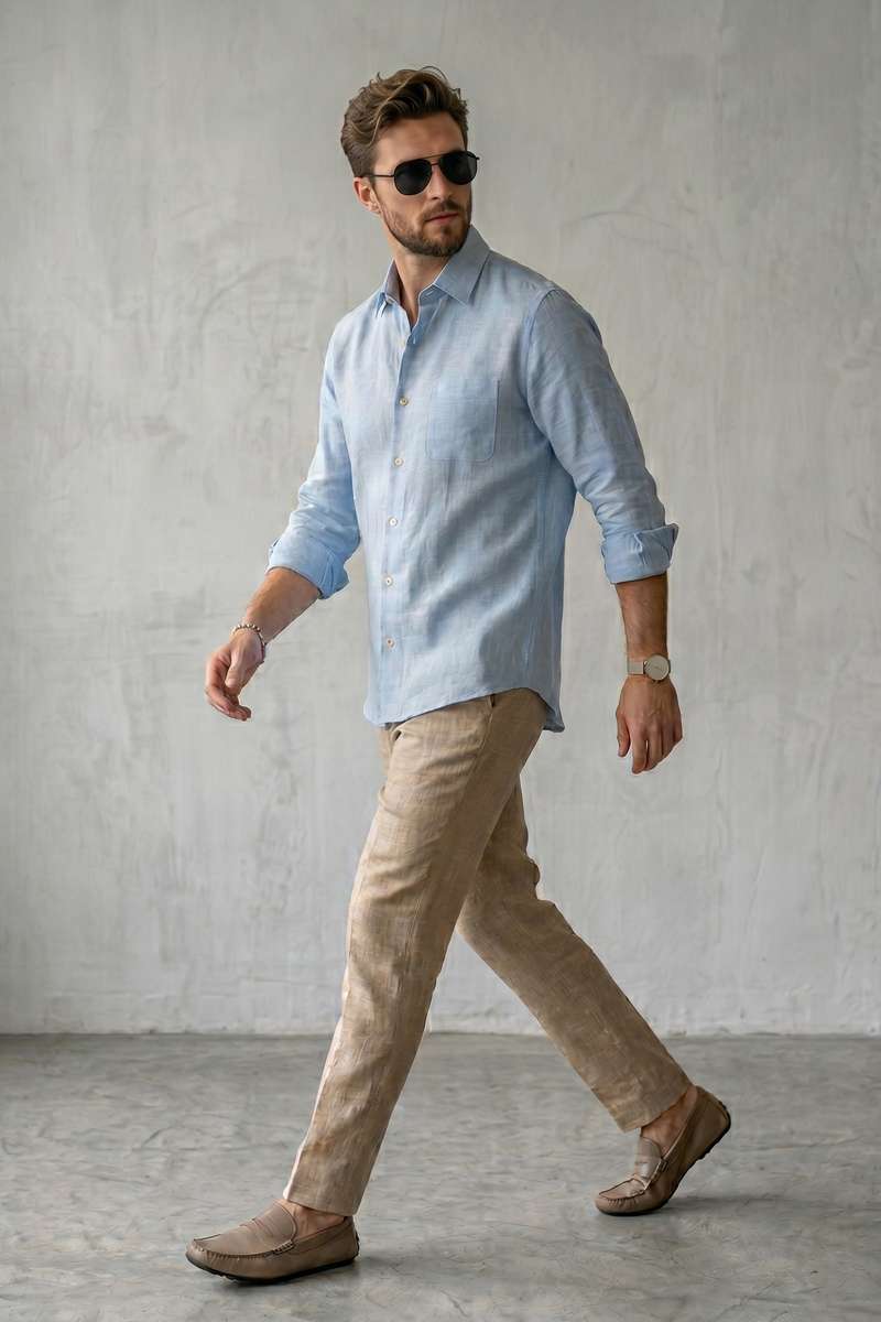 Men's Pure Linen Solid Shirt - extra image 4